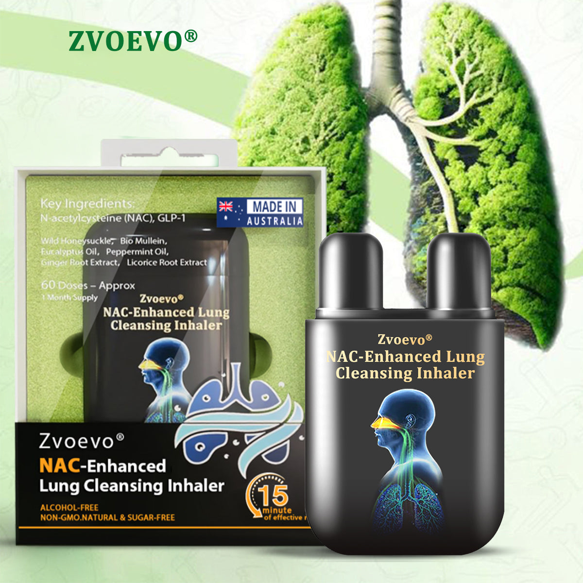 ✅Official Store:Zvoevo® NAC-Enhanced Lung Cleansing Inhaler👨‍⚕️(🫁Sinusitis,cough, wheezing, shortness of breath, sputum, stuffy nose, bronchitis, allergy symptoms, lung discomfort🫁)