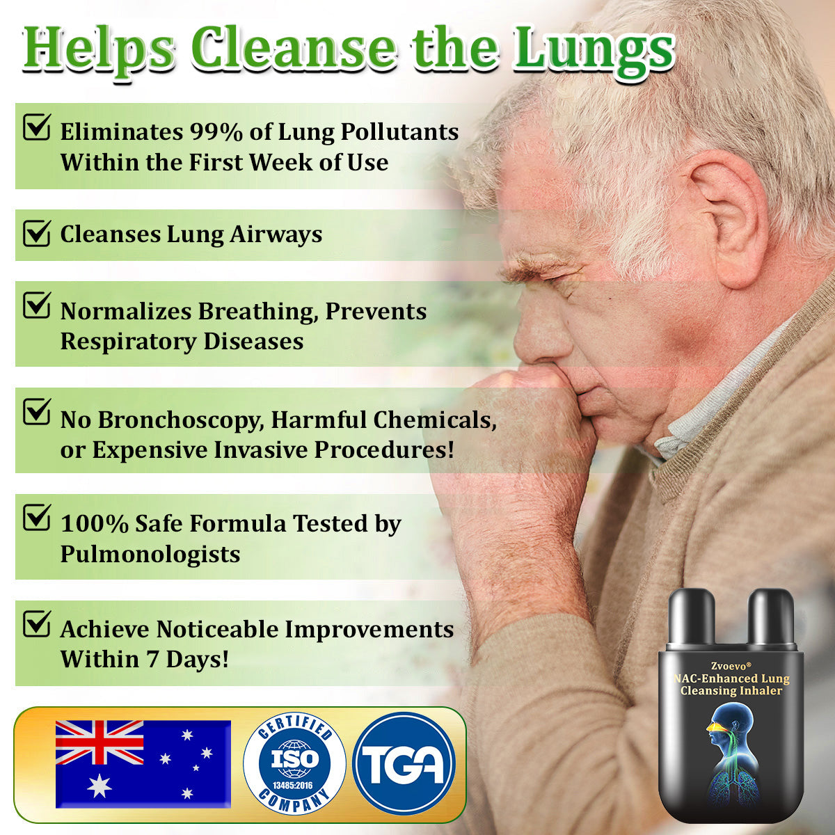 ✅Official Store:Zvoevo® NAC-Enhanced Lung Cleansing Inhaler👨‍⚕️(🫁Sinusitis,cough, wheezing, shortness of breath, sputum, stuffy nose, bronchitis, allergy symptoms, lung discomfort🫁)